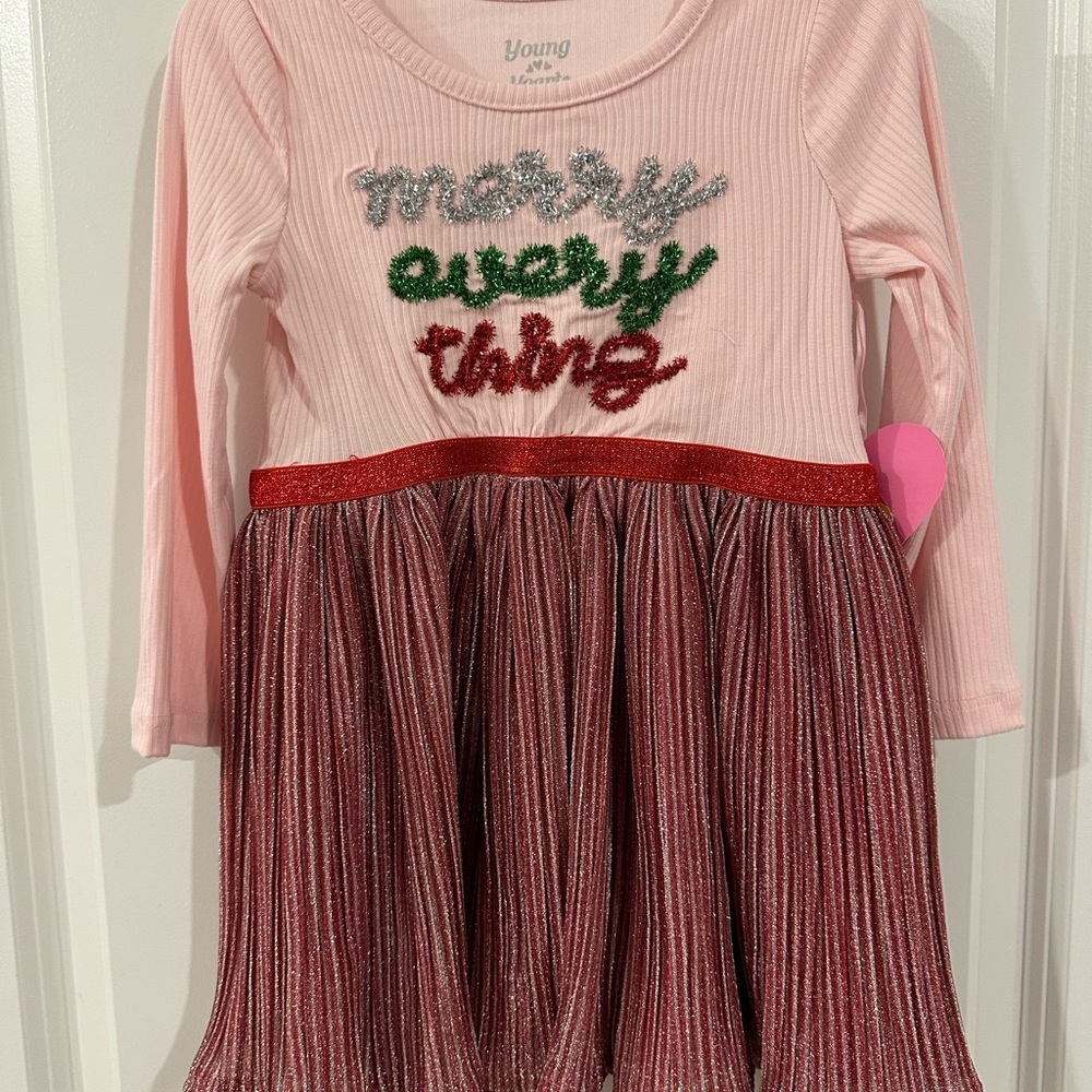 Pink and Red Long Sleeve Dress Size 2T NWT
